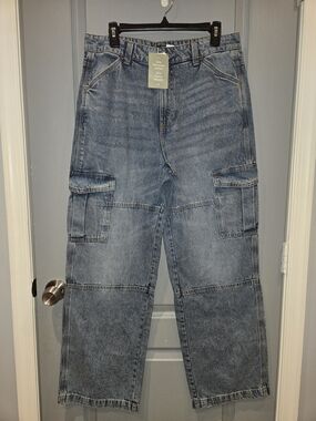 H&M Light Blue Denim Cargo Pants